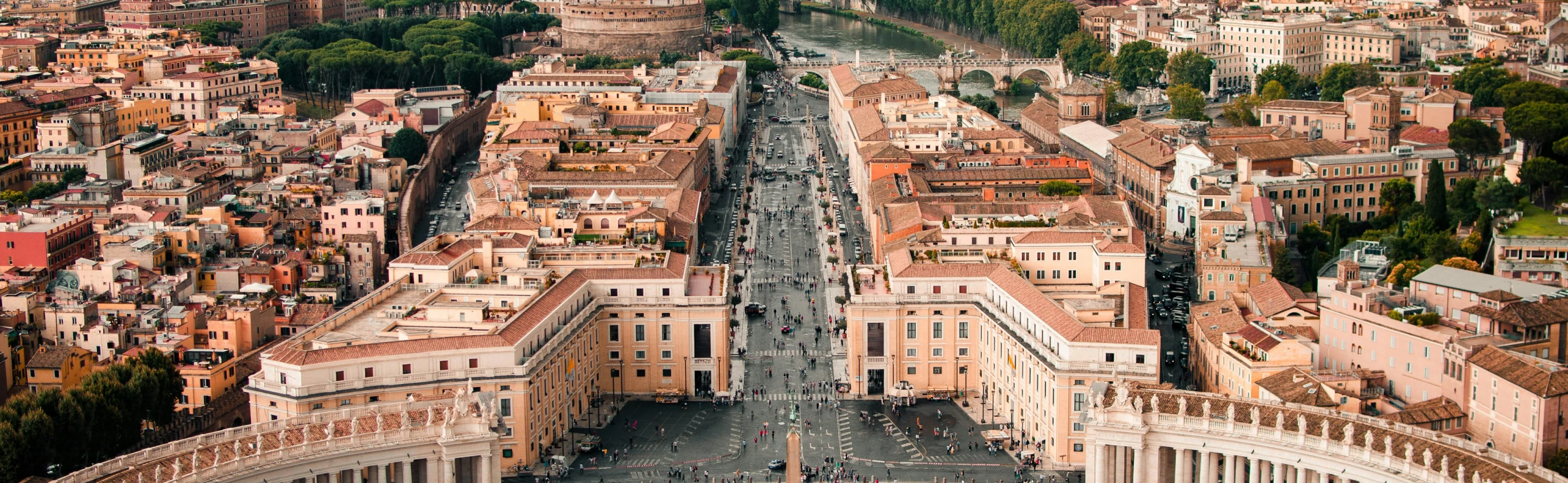 Aerial view of Rome streets perfect for car hire exploration